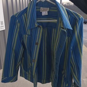 Blue Striped Button Top Or Jacket